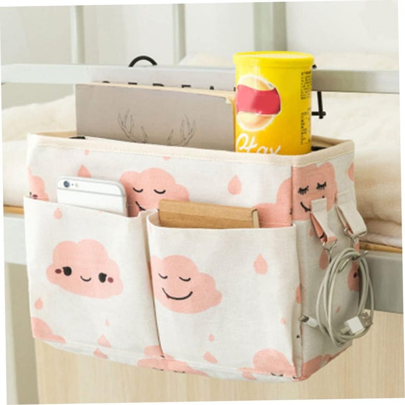 woobles Bedside Storage Pocket, Bedside Hanging Organizer Bunk Bed Storage Hanger Bag Pocket Dormitory Bed Caddy Pink, Dormitory Bed Organizer - Image 1